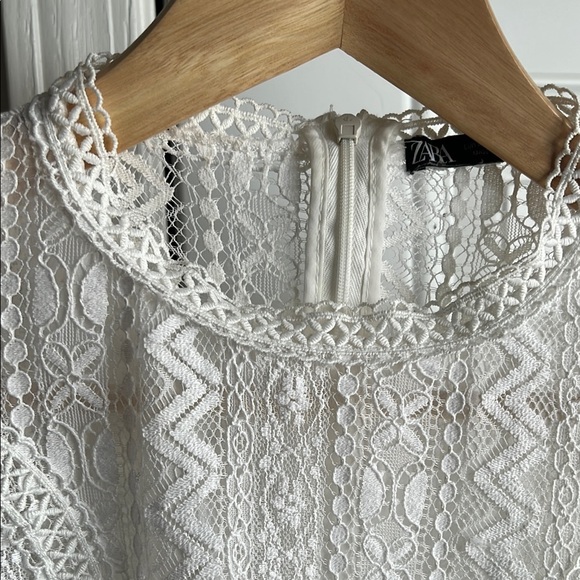Zara Woman’s White Lace Top with Zipper - Picture 2 of 6